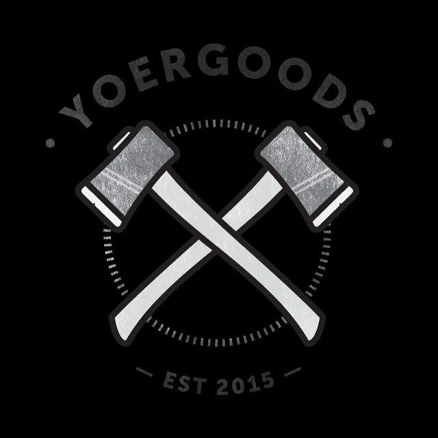 Yoergoods logo: two crossed axes inside a circle, established 2015